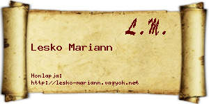 Lesko Mariann névjegykártya